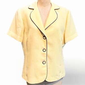 VINTAGE buttery yellow bodice dress suit jacket short sleeve blazer button front